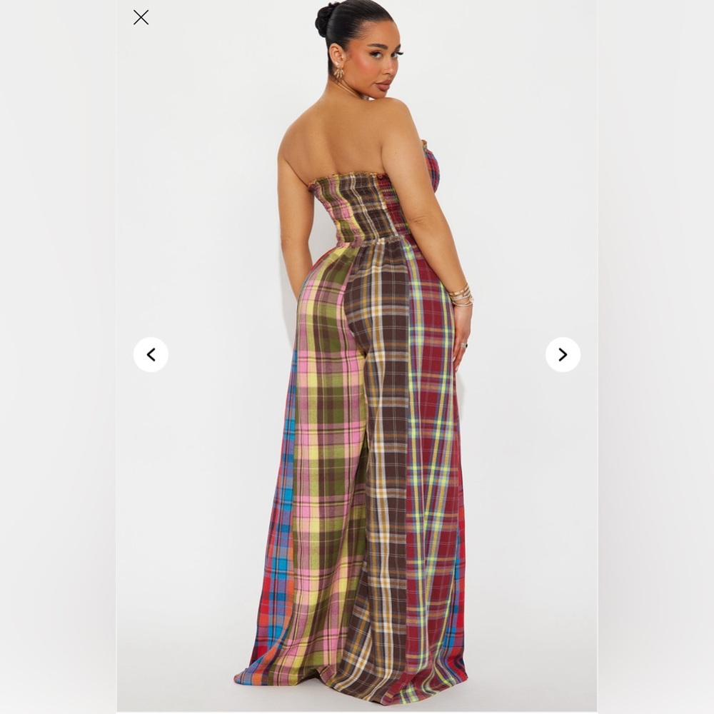 Plaid Strapless Romper - Picture 2 of 2